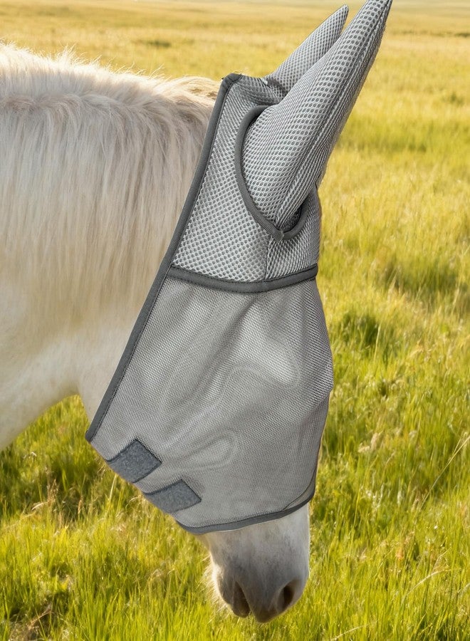 INKNOTE Horse Fly mask with Ears Half face UV Protection for Horses Adjustable Smooth fine mesh Horse Head mask Large Size Horses Accessories for Ranch Daily Training,Grey - Image 2